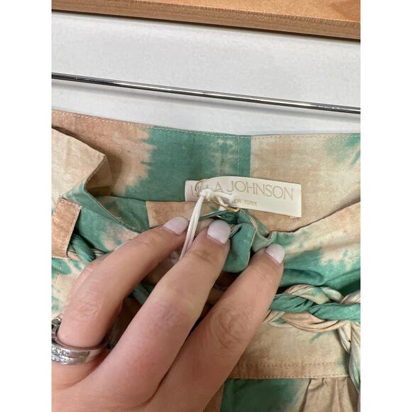 NWT Ulla Johnson Marin High Rise Green & Tan Mini Short Women's Calcite Size: 8 - Picture 4 of 8